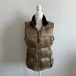 Charter Club Down Feather Vest With Fur Collar